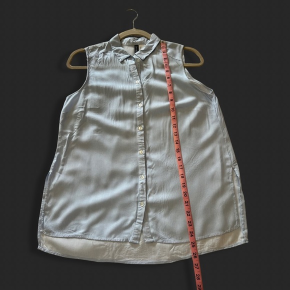 Divided Button Down Sleeveless light blue pinstripe shirt Size 6 - Picture 3 of 5